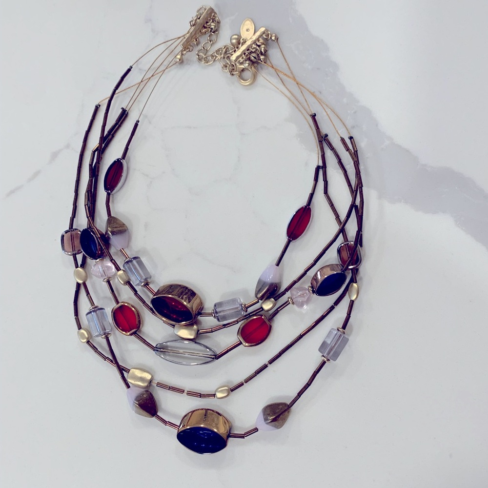 Chicos Gold Tone Multi Color Necklace